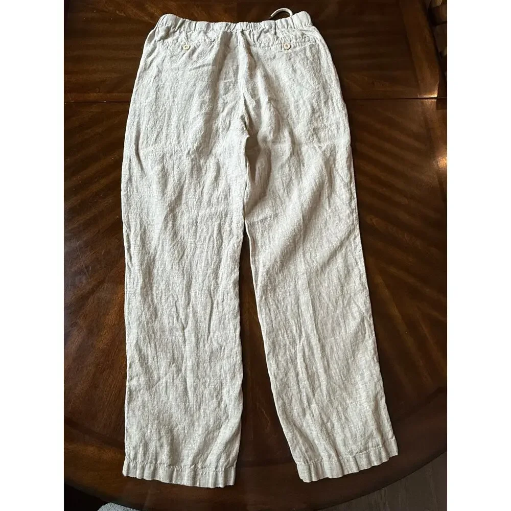 Quince Womens European Linen Pants Large Flax Beige Pull On Straight Minimalist
